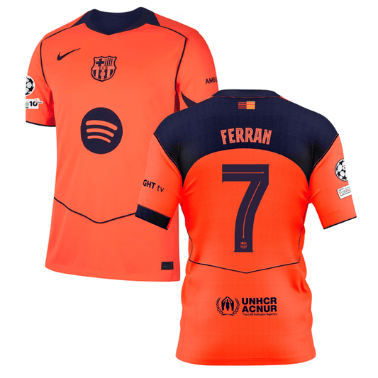 Ferran Torres 7 Barcelona 2025-26 Third Match Jersey – Orange