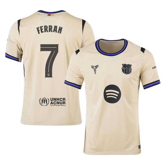 Ferran Torres #7 Barcelona 2025-26 Away Jersey – Cream