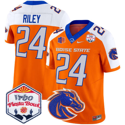 Dylan Riley Jersey #24 Boise State Broncos 2025 Fiesta Bowl Patch Vapor Orange