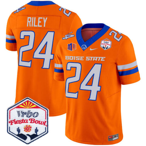 Dylan Riley Jersey #24 Boise State Broncos 2025 Fiesta Bowl Patch Vapor Orange Alternate