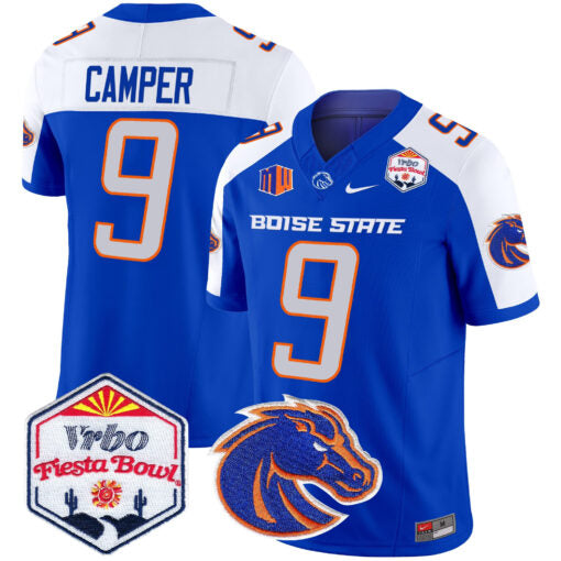 Cameron Camper Jersey #9 Boise State Broncos 2025 Fiesta Bowl Patch Vapor Royal