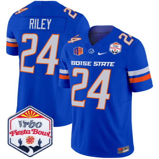 Dylan Riley Jersey #24 Boise State Broncos 2025 Fiesta Bowl Patch Vapor Royal Alternate
