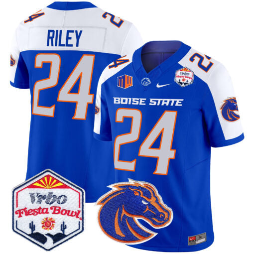 Dylan Riley Jersey #24 Boise State Broncos 2025 Fiesta Bowl Patch Vapor Royal