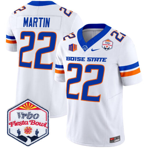 Doug Martin Jersey #22 Boise State Broncos 2025 Fiesta Bowl Patch Vapor White