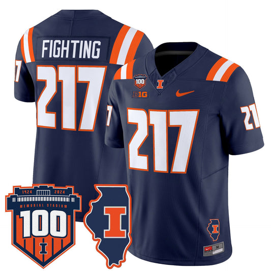 Fighting Jersey #217 Illinois Fighting 100th Memorial Stadium Navy