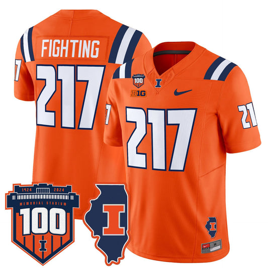 Fighting Jersey #217 Illinois Fighting 100th Memorial Stadium Orange