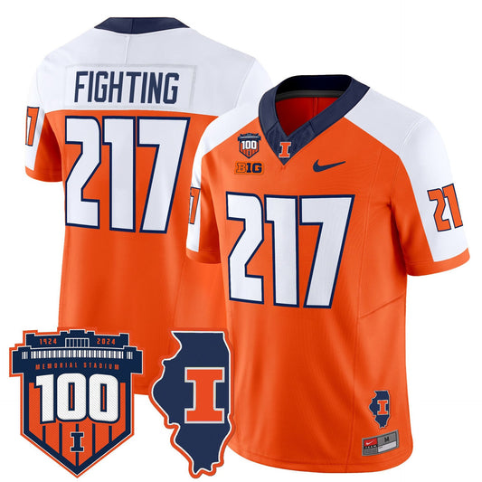 Fighting Jersey #217 Illinois Fighting 100th Memorial Stadium Orange Alternate