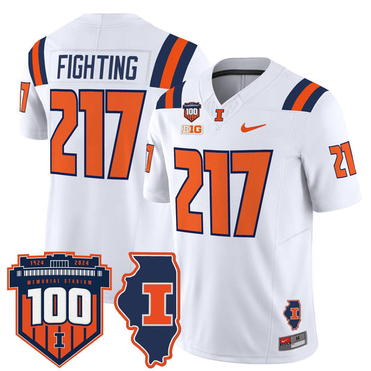 Fighting Jersey #217 Illinois Fighting 100th Memorial Stadium White