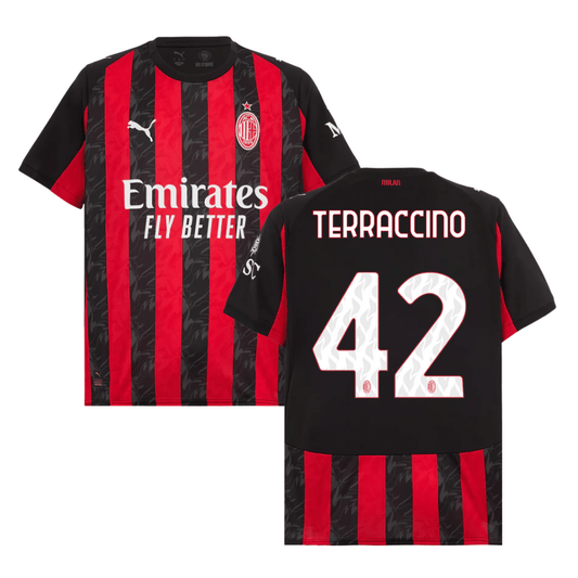Filippo Terracciano 42 AC Milan 2025-26 Home Match Jersey – Black Red