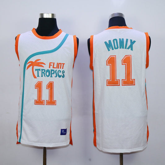 Flint Tropics #11 Monix Basketball Jersey White