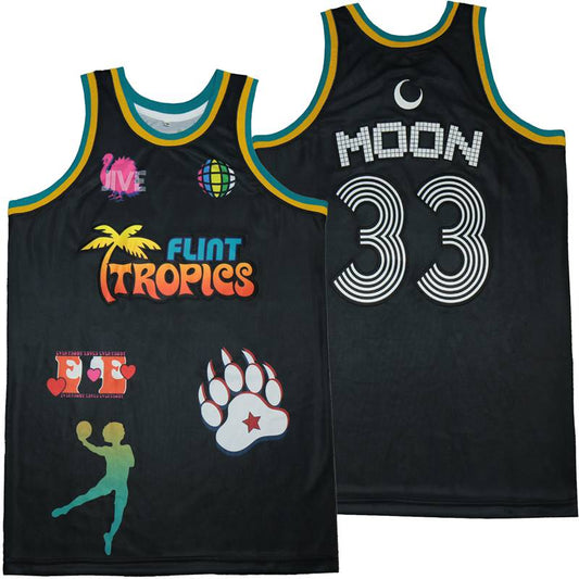 Flint Tropics #33 Moon Basketball Jersey Black