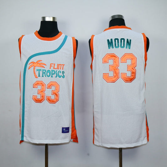 Flint Tropics #33 Moon Basketball Jersey White
