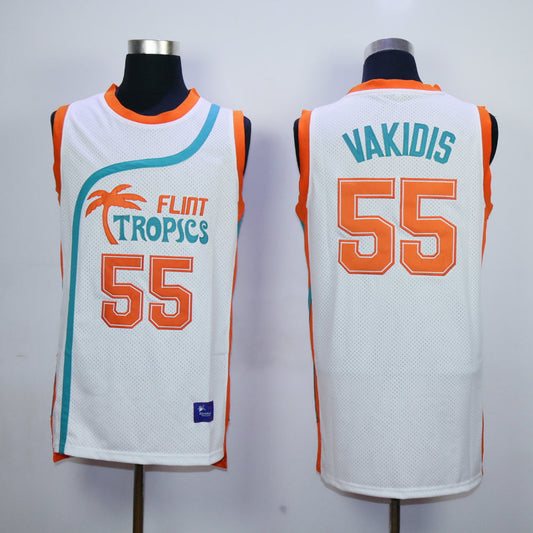 Flint Tropics #55 Vakidis Basketball Jersey White