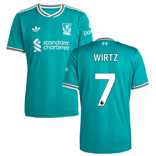 Florian Wirtz 7 Liverpool 2025-26 Third Match Jersey – Aqua