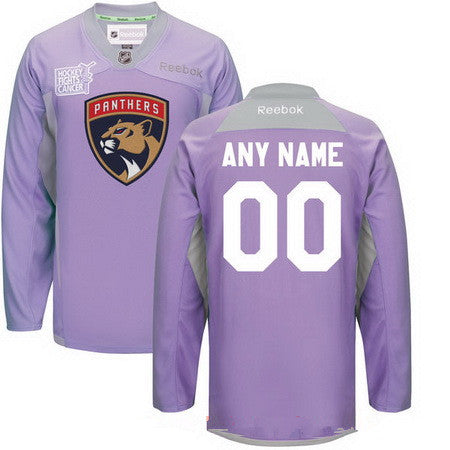 Florida Panthers Purple Pink Custom Reebok Hockey Fights Cancer Practice Jersey