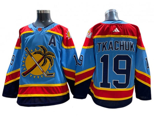 Florida Panthers #19 Matthew Tkachuk Blue 2022&23 Reverse Retro Jersey