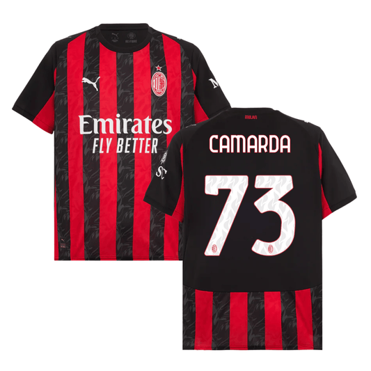 Francesco Camarda 73 AC Milan 2025-26 Home Match Jersey – BlackRed