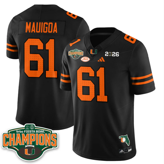 Francis Mauigoa Jersey #61 Miami Hurricanes 2026 Fiesta Bowl Champions Stitched