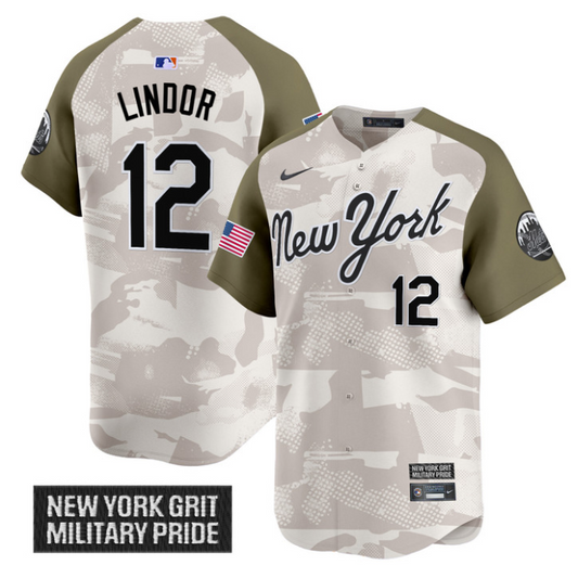 Francisco Lindor Jersey #12 New York Mets 2025 Armed Forces Day Vapor Stitched Alternate
