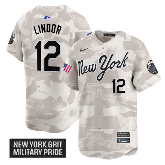 Francisco Lindor Jersey #12 New York Mets 2025 Armed Forces Day Vapor Stitched Camo