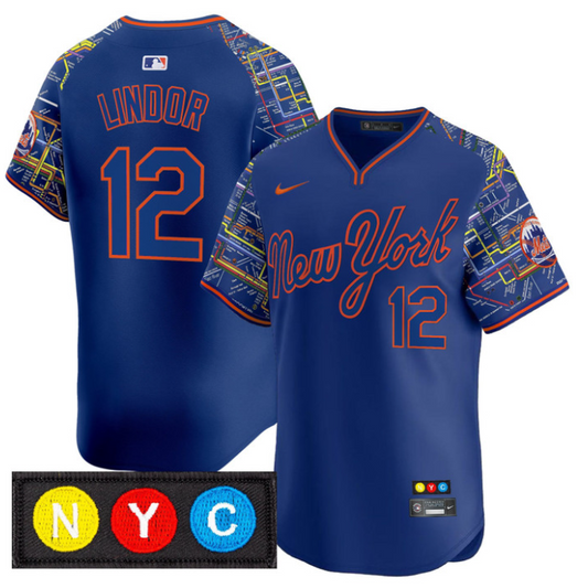Francisco Lindor Jersey #12 New York Mets Subway Style Vapor Premier Limited Stitched Royal