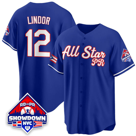 Francisco Lindor Jersey #12 Puerto Rican Baseball All-Star 2025 Stitched Blue