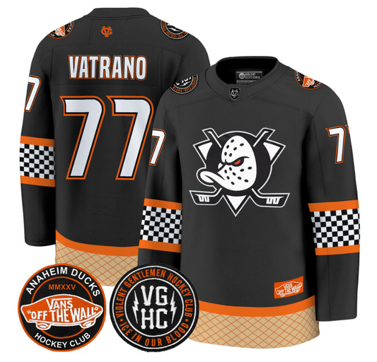 Frank Vatrano Jersey #77 Anaheim Ducks Checkerboard 2025 Premium Stitched Black