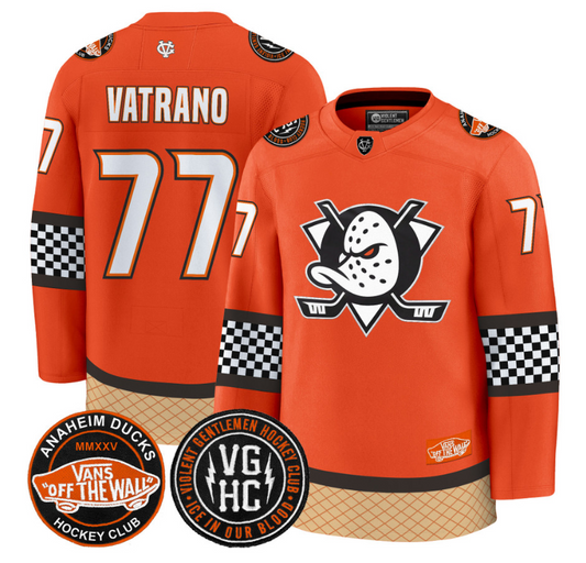 Frank Vatrano Jersey #77 Anaheim Ducks Checkerboard 2025 Premium Stitched Orange