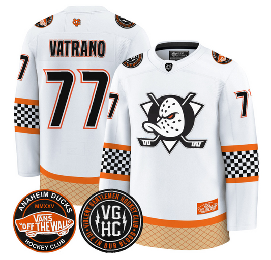 Frank Vatrano Jersey #77 Anaheim Ducks Checkerboard 2025 Premium Stitched White