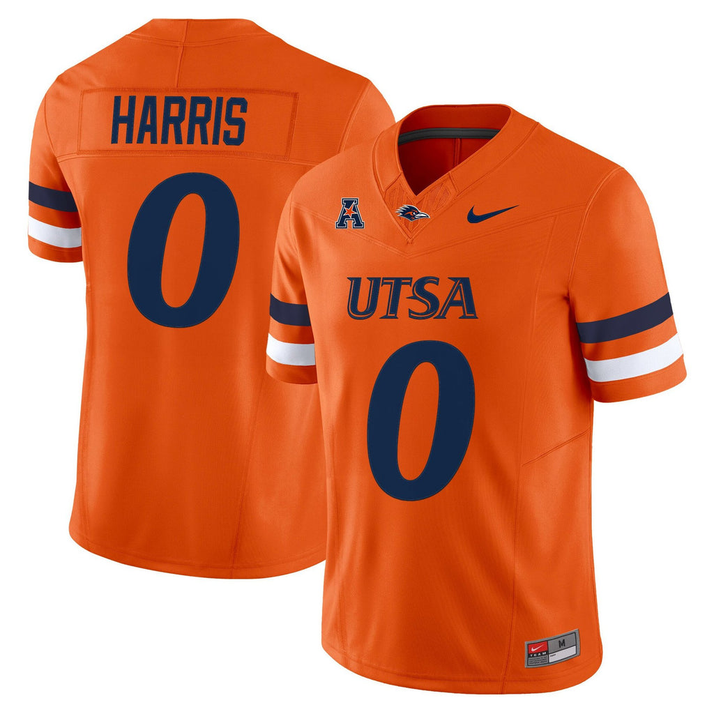 Frank Harris Jersey #0 UTSA Roadrunners 2025 Vapor Limited Stitched Orange