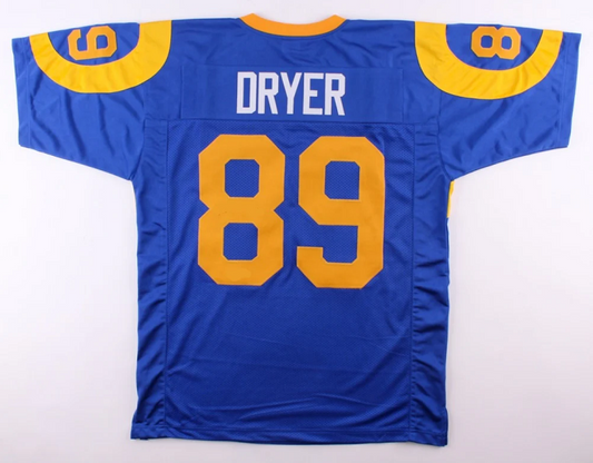 Fred Dryer Jersey Los Angeles Rams Custom Throwback Football Blue