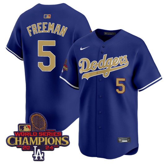 Freddie Freeman Jersey #5 Dodgers 2025 Gold Vapor Premier Stitched Royal