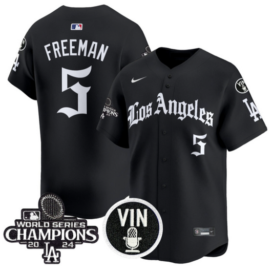 Freddie Freeman Jersey #5 Dodgers 2025 LA Gothic Style Vapor Premier Limited Stitched Black