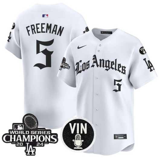 Freddie Freeman Jersey #5 Dodgers 2025 LA Gothic Style Vapor Premier Limited Stitched White