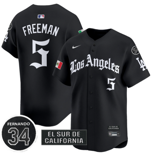Freddie Freeman Jersey #5 Dodgers Mexico 2025 LA Gothic Style Patch Premier Limited Stitched White