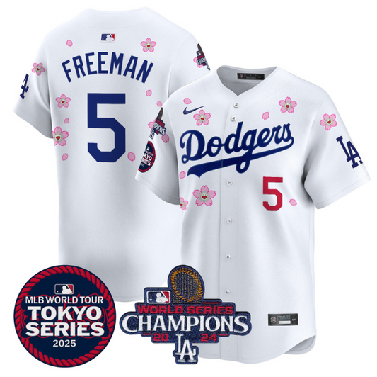 Freddie Freeman Jersey #5 Dodgers Tokyo Series 2025 World Series Champions Patch White