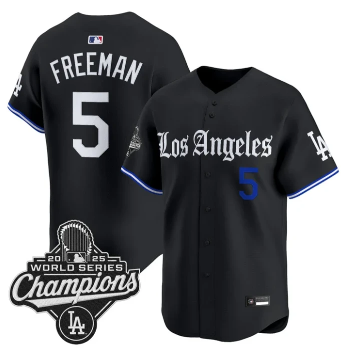Freddie Freeman Jersey #5 Los Angeles Dodgers Gothic Edition Premier Stitched