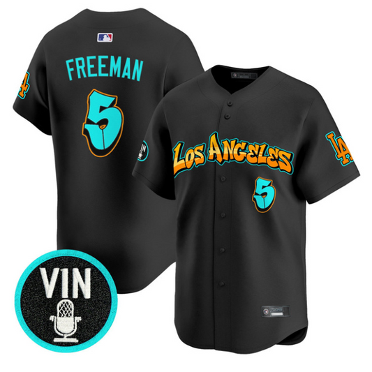 Freddie Freeman Jersey #5 Los Angeles Dodgers Graffiti Street Style Black