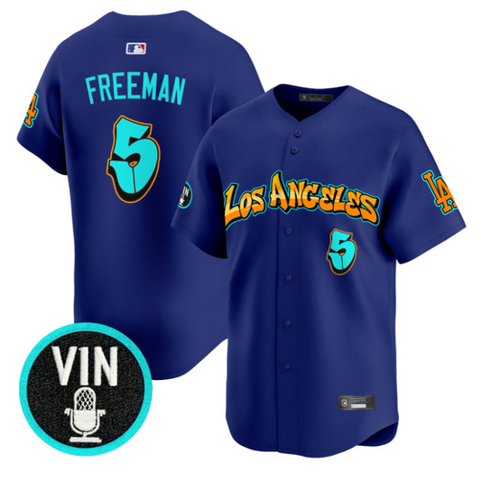 Freddie Freeman Jersey #5 Los Angeles Dodgers Graffiti Street Style Royal