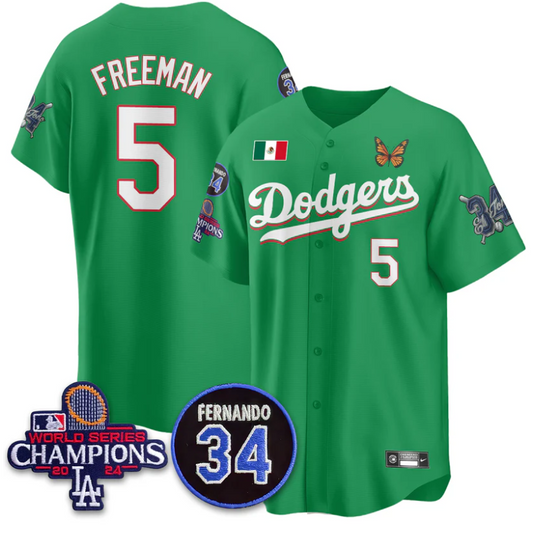 Freddie Freeman Jersey #5 Los Angeles Dodgers Mexican For 34 Stitched Green