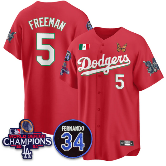Freddie Freeman Jersey #5 Los Angeles Dodgers Mexican For 34 Stitched Red