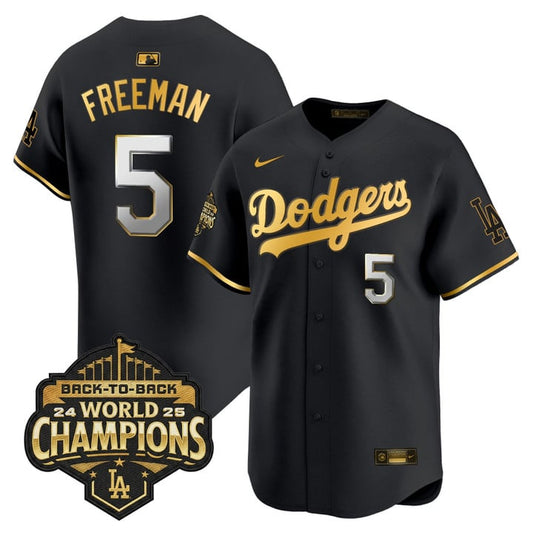Freddie Freeman Jersey #5 Dodgers 2025 Back-To-Back Champions Stitched