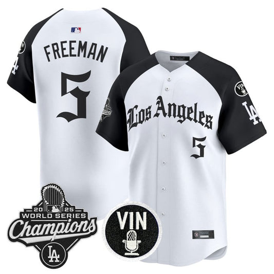 Freddie Freeman Jersey #5 Dodgers 2025 World Series Champions LA Gothic