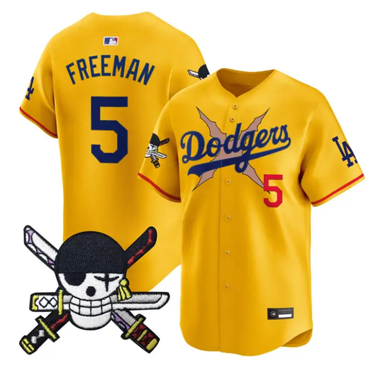 Freddie Freeman Jersey #5 Dodgers One Piece Zoro Patch Premier Stitched