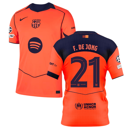 Frenkie de Jong 21 Barcelona 2025-26 Third Match Jersey – Orange