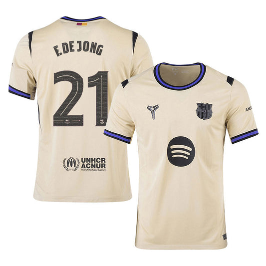 Frenkie de Jong #21 Barcelona 2025-26 Away Jersey – Cream