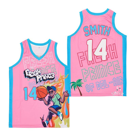 Fresh Prince #14 Smith Movie Basketball Jersey Pink