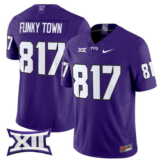 Funky Town Jersey #817 TCU Horned Frogs 2025 Vapor Limited Stitched Purple