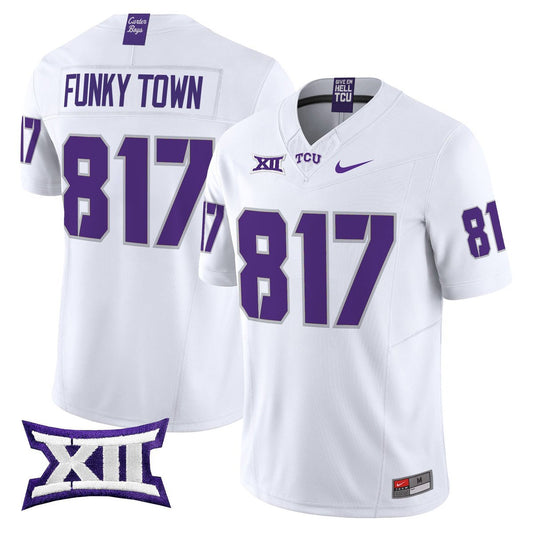 Funky Town Jersey #817 TCU Horned Frogs 2025 Vapor Limited Stitched White
