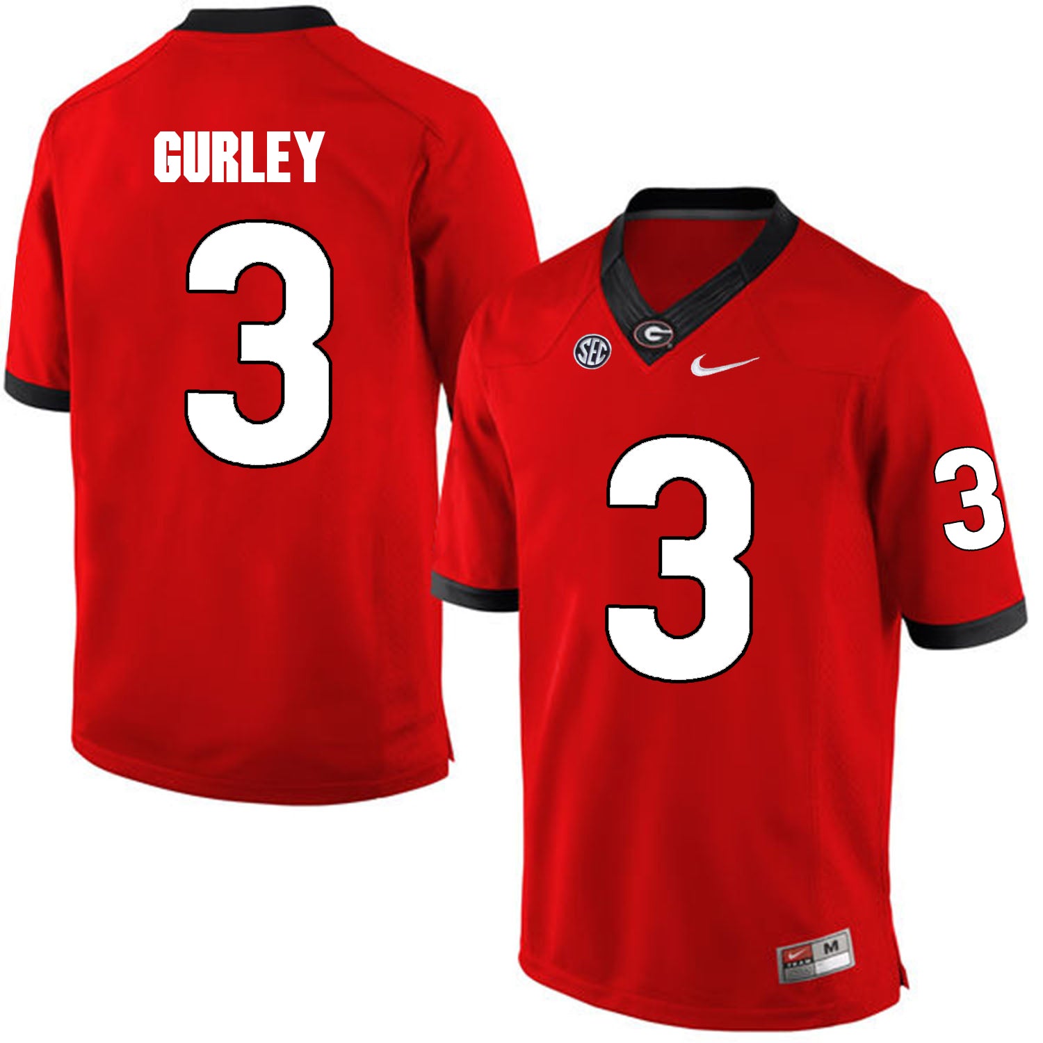 Georgia Bulldogs #3 Todd Gurley II College Football Jersey Red Sec Patch